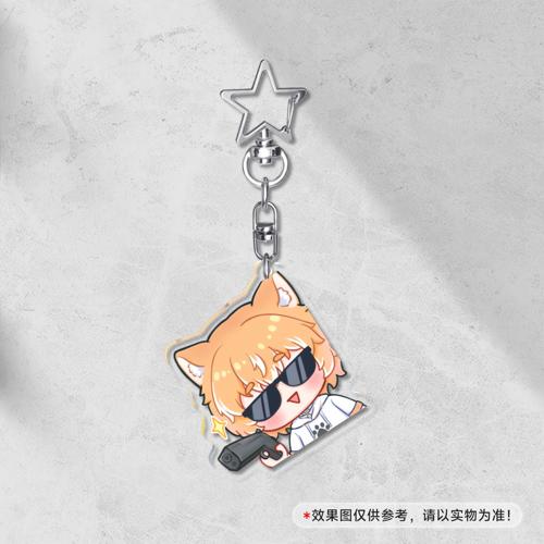 【表情包】5cm透明夹层钥匙扣星星扣 - 拿枪